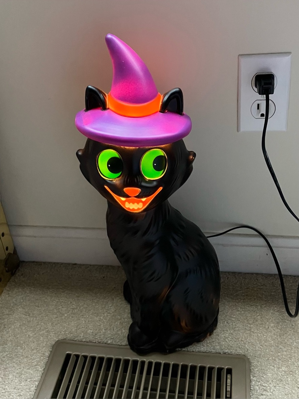 Light Up Halloween Black Cat Blow Mold
